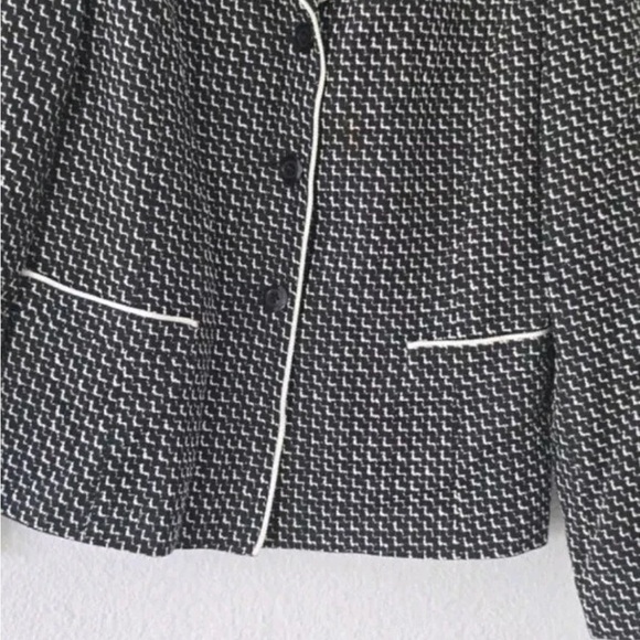 Talbots Tweed Jacket P10 Women Black White 3Button Long Sleeve Excellent - Picture 5 of 9